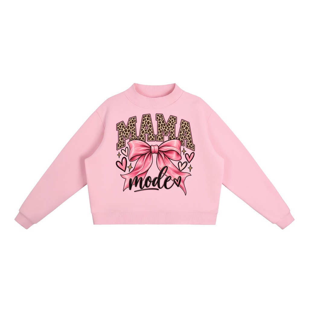 Moma Mode Essential Fleece Mock-Neck Crew Sweatshirt - Pink, M