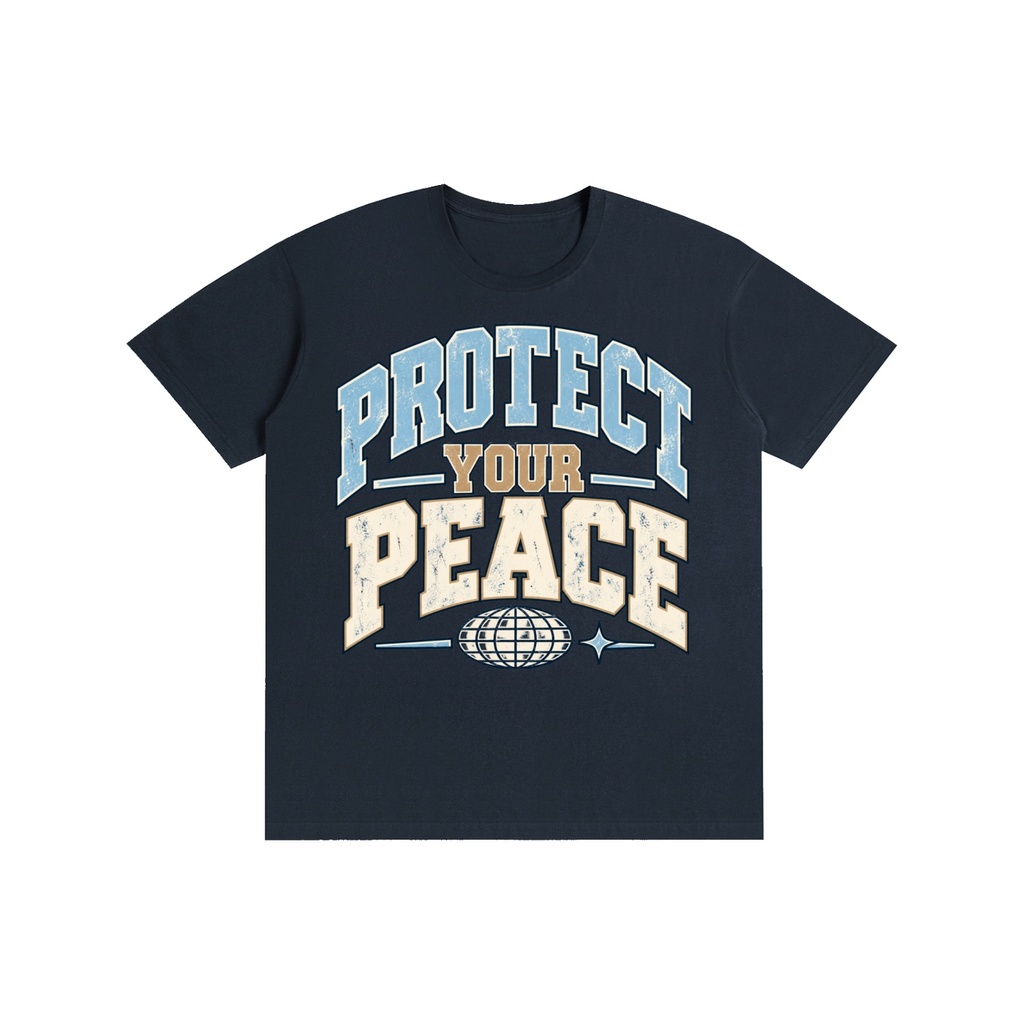 [871432] Protect Your Peace | Pure Cotton Unisex T-Shirt (Dark Blue, M)